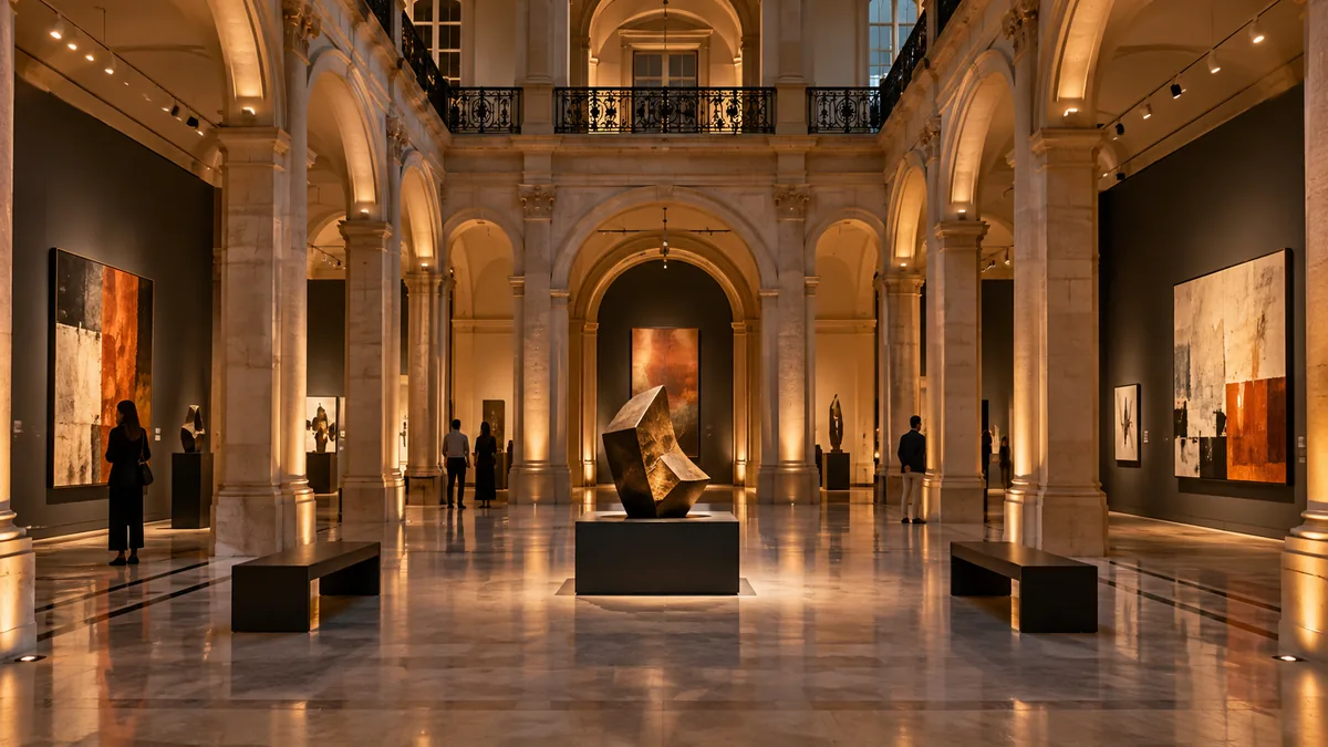 Galeria cultural representando sistema de controle de iluminação